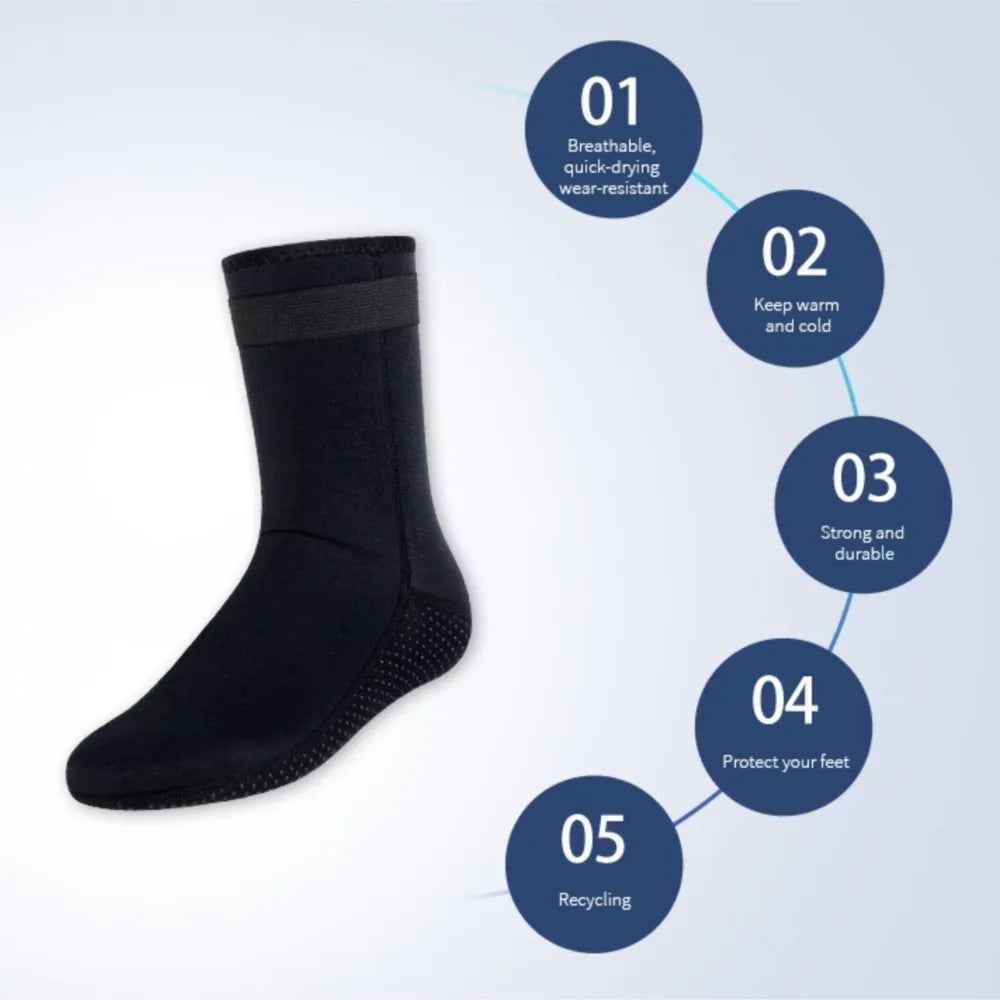 NEW Arrivals S-2XL Neoprene Socks 3mm 5mm Wetsuit Shoes Warm Surf Swimming Fins Socks Elasticity Beach Boots Non-Slip Socks for Snorkeling Diving Surfing Kayaking Accessories