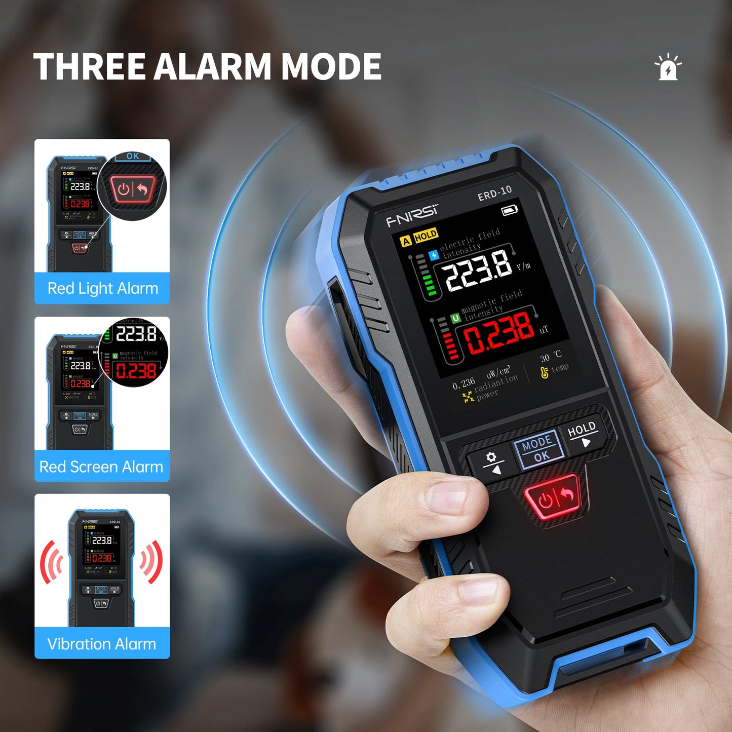 EMF Device ERD-10 4-IN-1 Electromagnetic Radiation Detector, Electric & Magnetic Field Strength, RF Power, Temperature Monitor Ghosts Spirits Hunting Paranormal High Power Detector