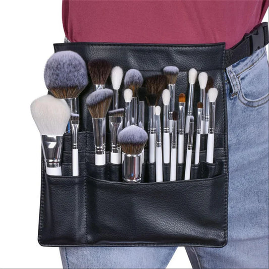 NEW Arrivals Professional 1PC Black Cosmetic Make-Up Brush Holder 2 Arrays Apron Bag with Artist Belt Strap for Women Hairdressing Scissor Bag Women Cosmetic Accessories