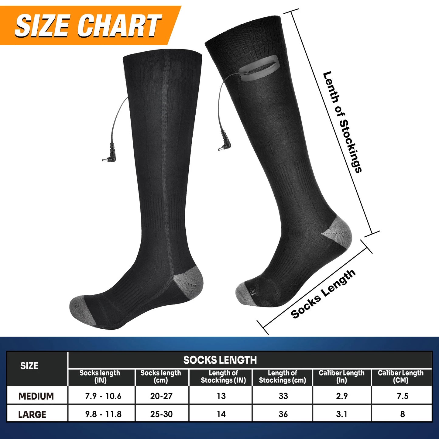 Winter Electric Heated Socks Rechargeable Heating Socks for USB 5000mah Heated Socks Warmth Outdoor Ski Snowboard Climbing Mountaineering Heated Thermal Socks Winter Sports Apparel Accessories