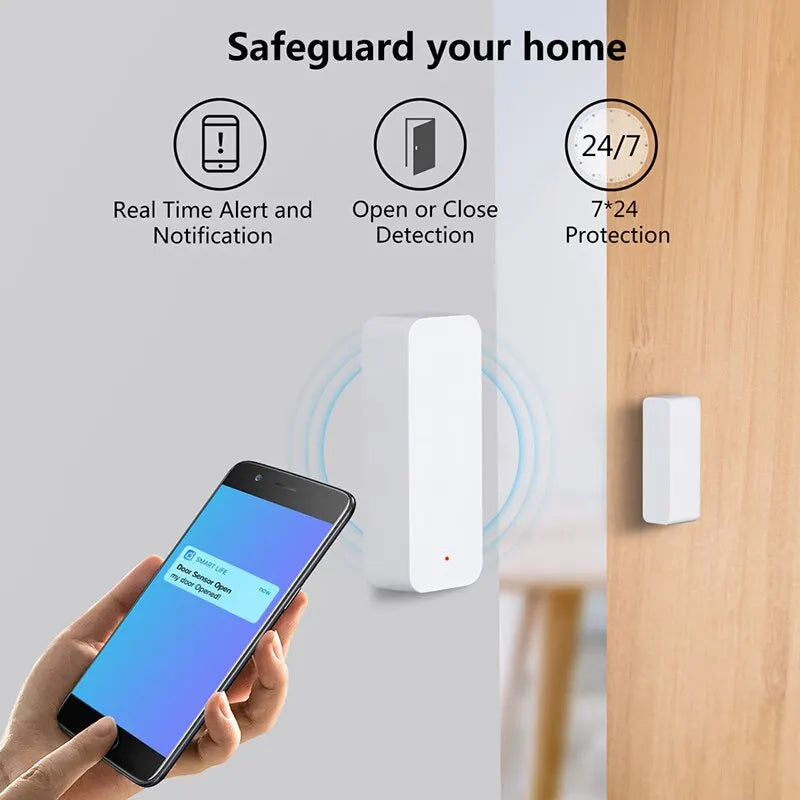 Smart WiFi Door Sensor Door Open/Closed Detector Home Alarm Security Protection Smart Life Control Via Alexa Google Home