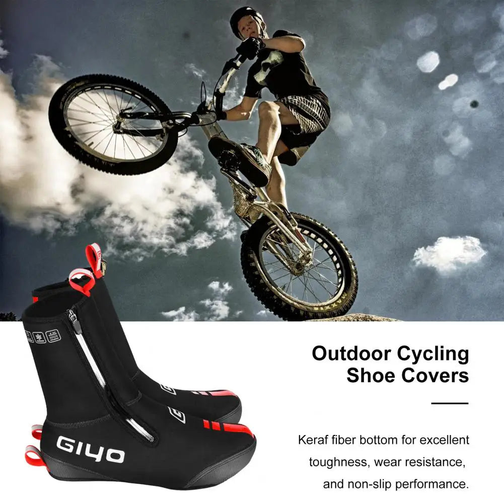 NEW Arrivals S-2XL High Quality Insulated Cycling Overshoes Waterproof Kevlar Fabric Cycling Shoe Covers with Plush Lining Fasten Tape for Road Mountain Biking Windproof Cycling Footwear Accessories Sports Supplies