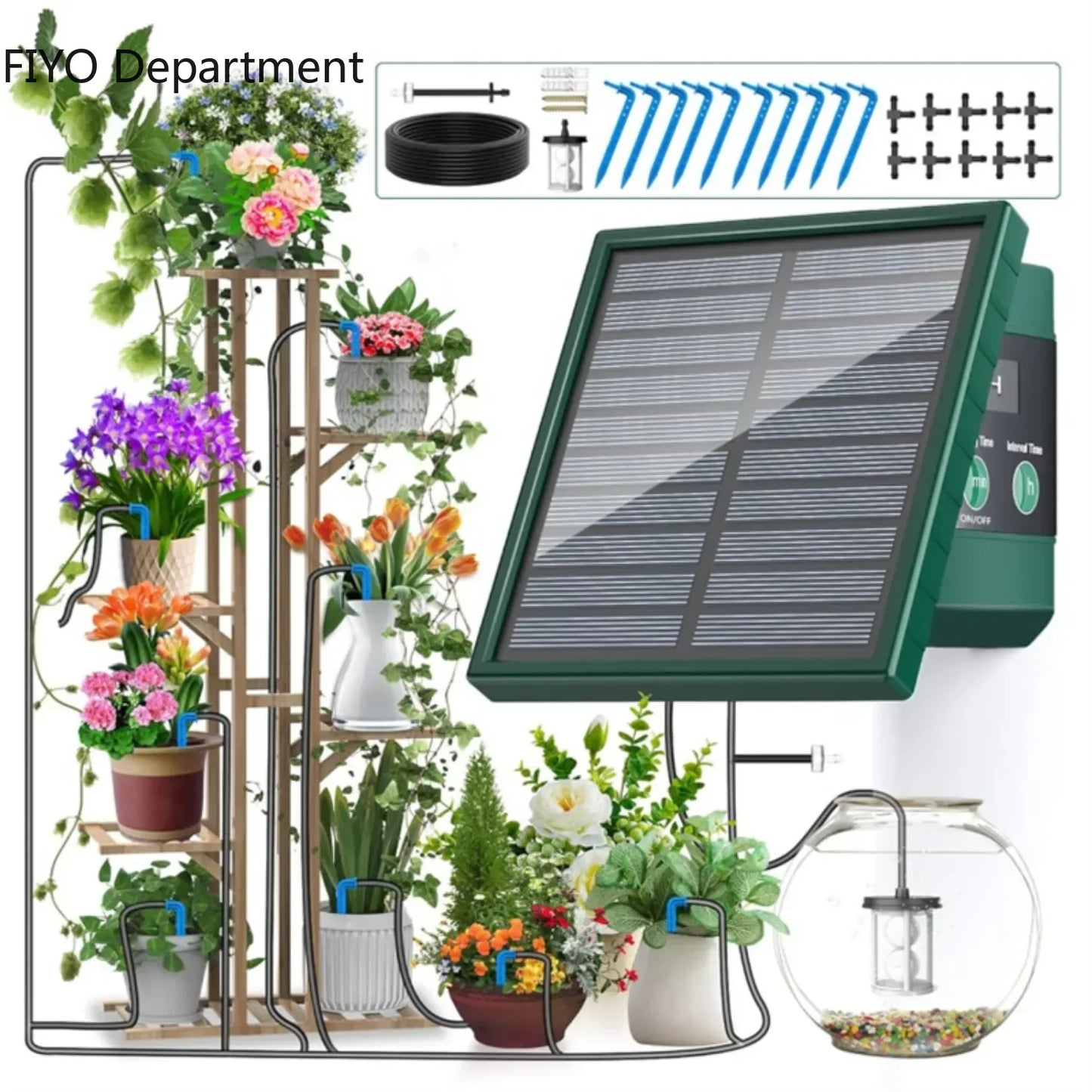 NEW Arrivals Solar Irrigation System for Garden Balcony Automatic Drip Irrigation System DIY Garden Watering System Drip Hose Irrigation Home Indoor Outdoor Watering Products