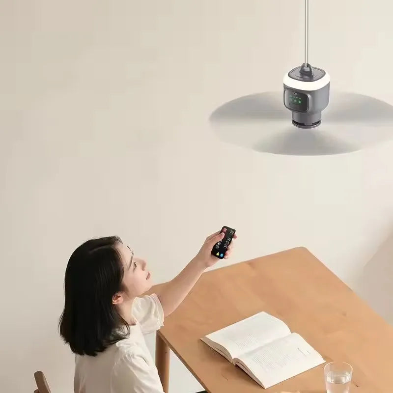 12000mAh Remote Control Save Energy Large Size Whirlwind Ceiling Fan USB Wireless Cooling Powerful Fan Portable LED Night Light Outdoor Camping Indoor Bedroom Living Room Fan Ceiling Fan
