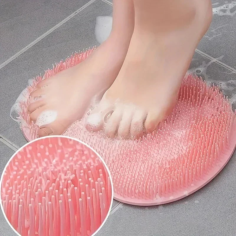 NEW Arrivals 5 Colors Back-Foot Wash Mat Silicone Sponge Body Brush in The Shower Reusable Wall Mounted Back Silicone Bath Foot Massage Pad Shower Home Supplies Bathroom Accessories