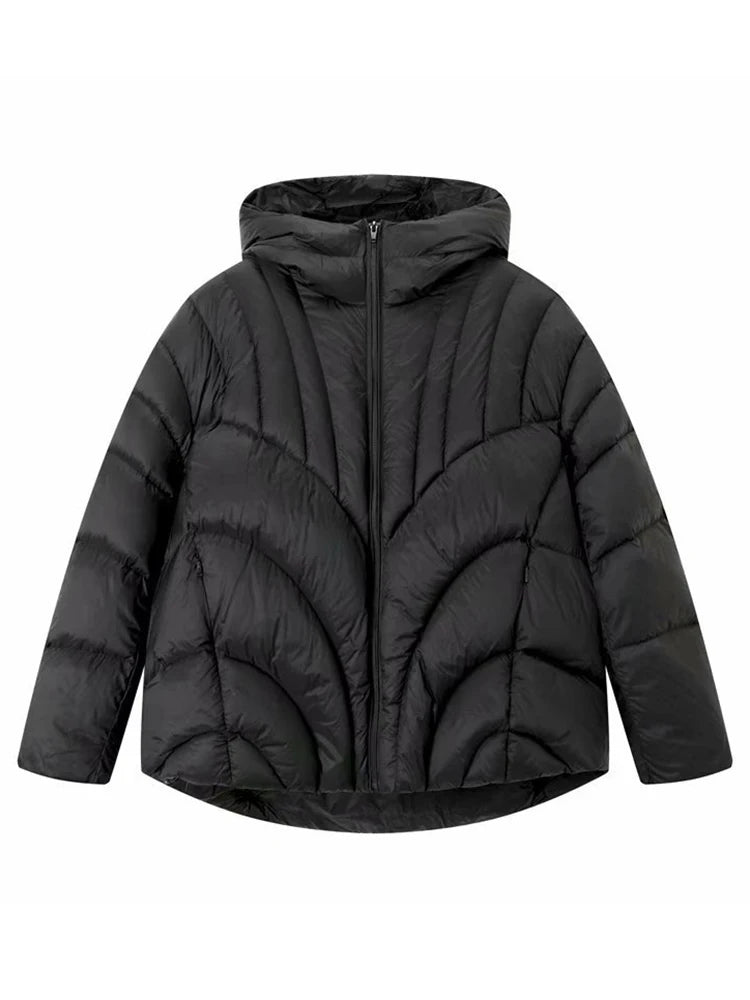 NEW Arrivals Fashion White Duck Down Jackets Women's Hooded Solid Color Warm Thick Coat Versatile Winter New Clothing 2VV1913