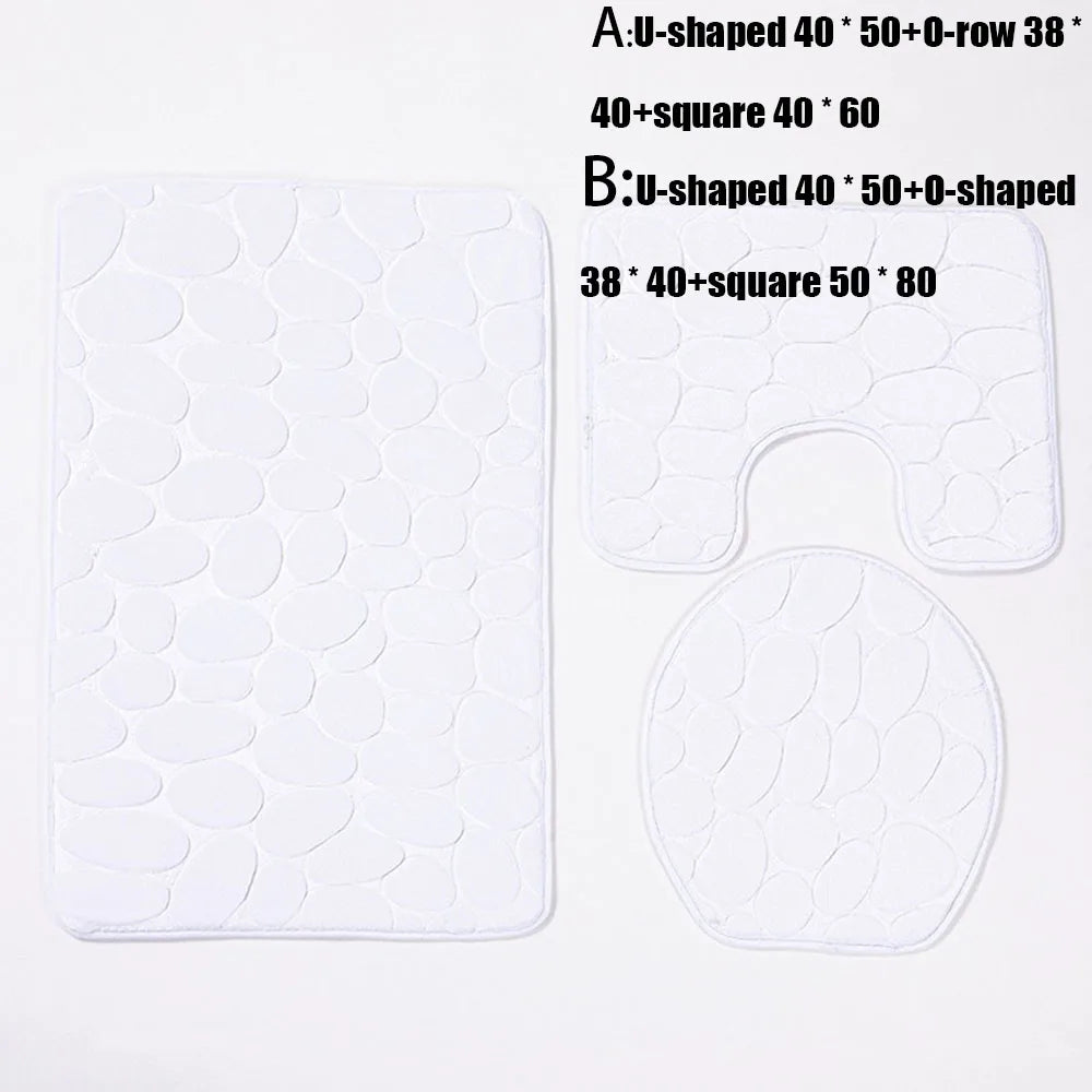NEW Arrivals 3PCS Set 12 Colors Quick Drying Slip Water Absorption Anti Bathroom Mat Thickened Bathroom Toilet Carpet Machine Washable Fabric Bathroom Accessories