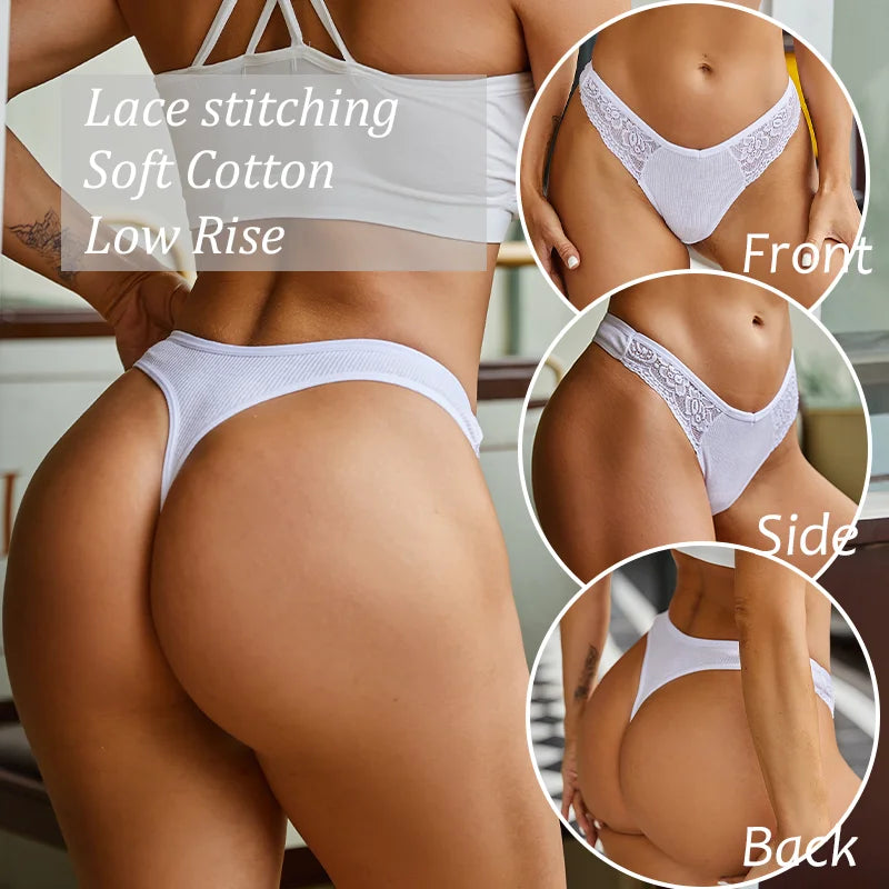 4PCS Cotton G-string Women Lingerie Sexy Lace Panties Thongs Femme Underwear Sexy Pantys Underpant Lingerie Lace Intimates S-XL