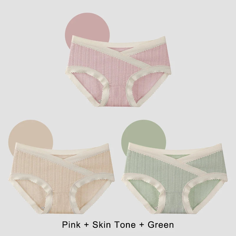 3PCS Set M-2XL Plus Size Soft Cotton Briefs V-Shaped Abdominal Support Under Panties Pregnancy Childbirth Female Underwear Pregnant Woman Women's Panties