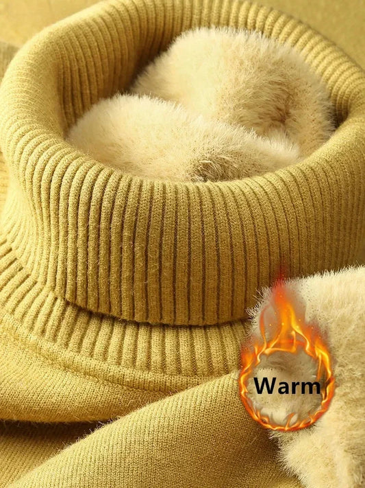 NEW Arrivals Sweater For Women Winter Thicken Turtleneck Slim Knit Pullover New Warm Plush Velvet Lined Knitwear Jumper Tops Casual Female Girls Luxury Fashion Clothing Supplies