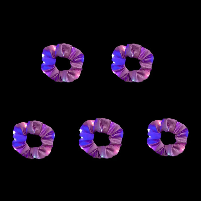 1/10/20 PCS Set LED Luminous Earrings Scrunchies Glowing Hairband Girl Light Up Hair Scrunchy Rave Festival Party Night Clubwear Headwear Supplies Hair Accessories