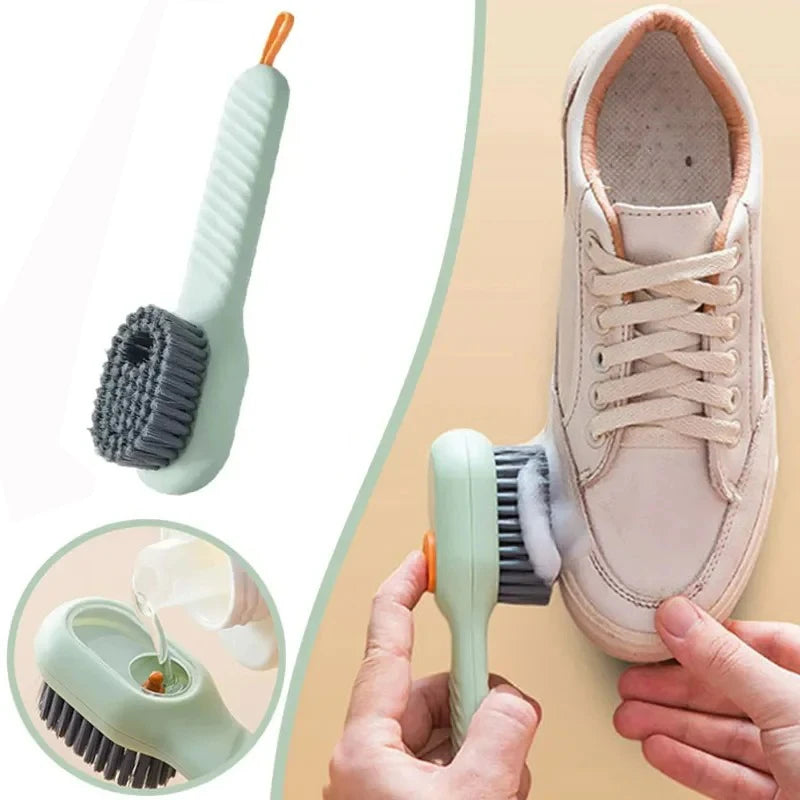 NEW Arrivals Multi-Function Cleaning Shoe Brush Soft Automatic Liquid Shoe Brush Long Handle Clothes Soap Brush With Hook Clean Tool