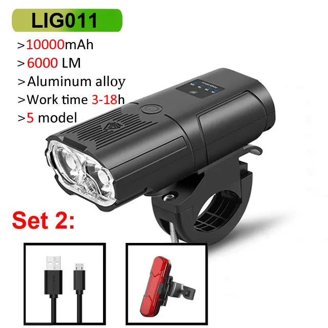 Smart Bicycle Light Front 10000mAh Bike Light 6000Lumen Waterproof  USB Charging MTB Road Cycling Lamp Bike Accessories