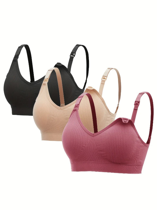 NEW Arrivals 3PCS Set No Steel Ring with Sports Pad Bra Breastfeeding Non-Sagging Vest-Style Pregnant Women's Clothing Underwear Front Buckle Bras