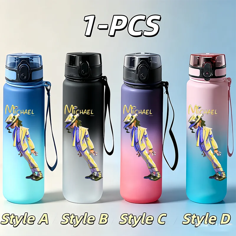 Michael Jackson Fans Character 650ml NEW Cool Gradient Water Cup, Vacation Gift, Portable Outdoor Travel Running Gym Cycling Water Bottle Sports Accessories Gifts