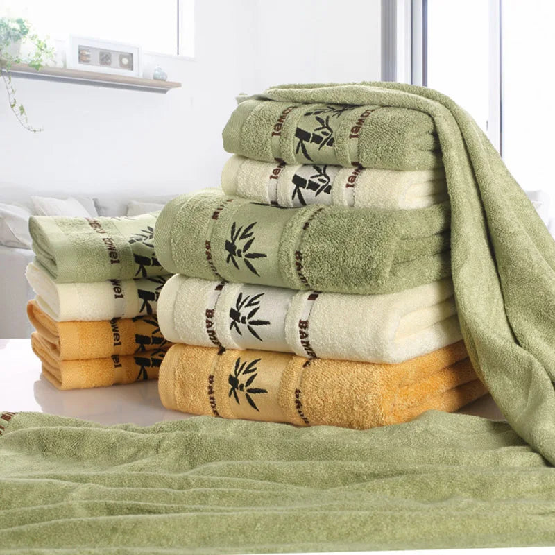 NEW 4-6 PCS Set 100% Bamboo Fiber Towels Sets Home Bath Towels Adults Face Towel Thick Absorbent Luxury Bathroom Towels Seaside Beach Shower Bathroom Hotel Towels