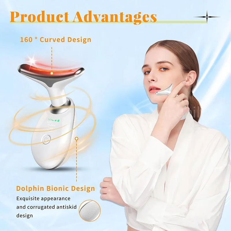 NEW 7 Colors Electric Neck Face Anti Wrinkle Facial Massager Neck Face Beauty Device Skin Tighten Facial Lift Device Reduce Double Chin Skin Care Tool Ladies Beauty Salon Spa Supplies