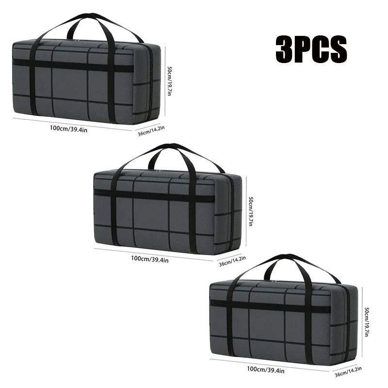 3 PCS Set Large Capacity Outdoor Moving Travel Packing Hand-Held Clothes Storage Organizer Bag Foldable Dust-Proof Non-Woven Fabric Packing Bags Bedroom Wardrobe Organizer Sets