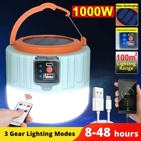 NEW Arrivals 2PCS Set Solar Camping Light IPX5 Waterproof Outdoor Light Remote Control Power Bank LED Tent Lamp Portable Durable Camping Gear
