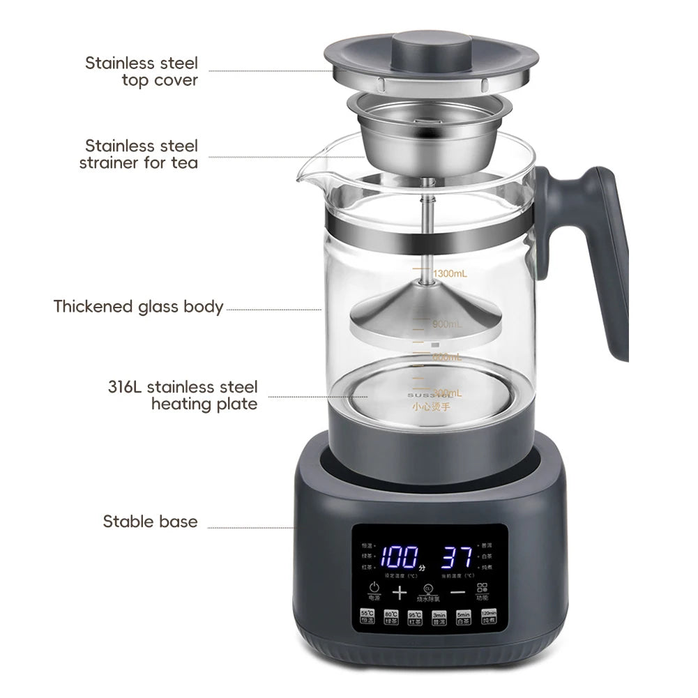 NEW Arrivals Multifunctional Electric Thermostatic Kettle Digital Screen  1.3L Tea Automatic Maker Baby Constant Temperature Milk Regulator Steam Spray Home Office Travel Camping Picnic Household Drinkware Appliances Supplies