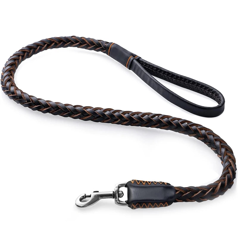 Heavy Duty Large Dog Leash Genuine Leather Braided Dog Training Leash for Shepherd Medium Large Dogs Pet Supplies