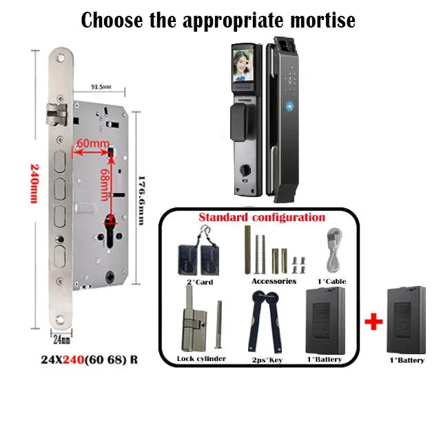 NEW Arrivals 3D Face Recognition Door Lock TUYA APP Can Video Intercom Unlock Digital Smart Lock Fingerprint Key Card NFC Phone Lock Safety Security Accessories Home Office Supplies