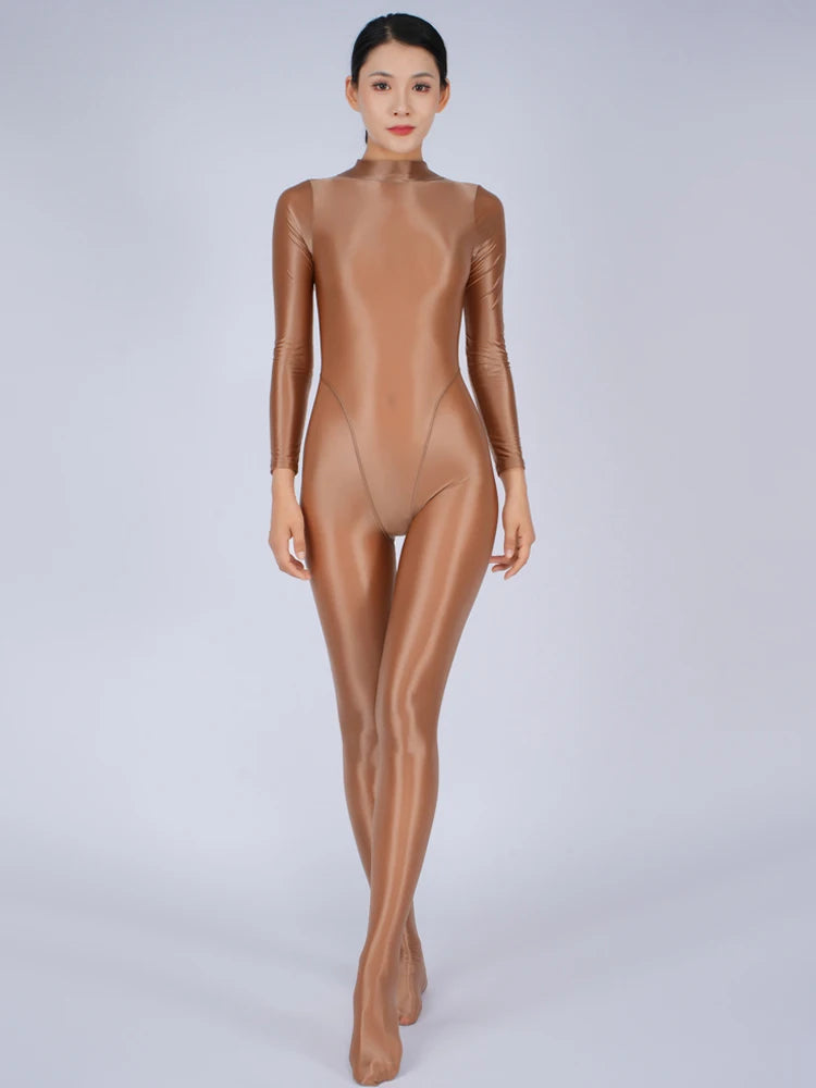 8 Colors M-3XL UK Plus Size Sexy Women Yoga Shaper Tight Dance Wear Oil Glossy Shiny Elastic Bodysuit Sheer See Through Rompers Jumpsuits Candy Color Leotard Tights