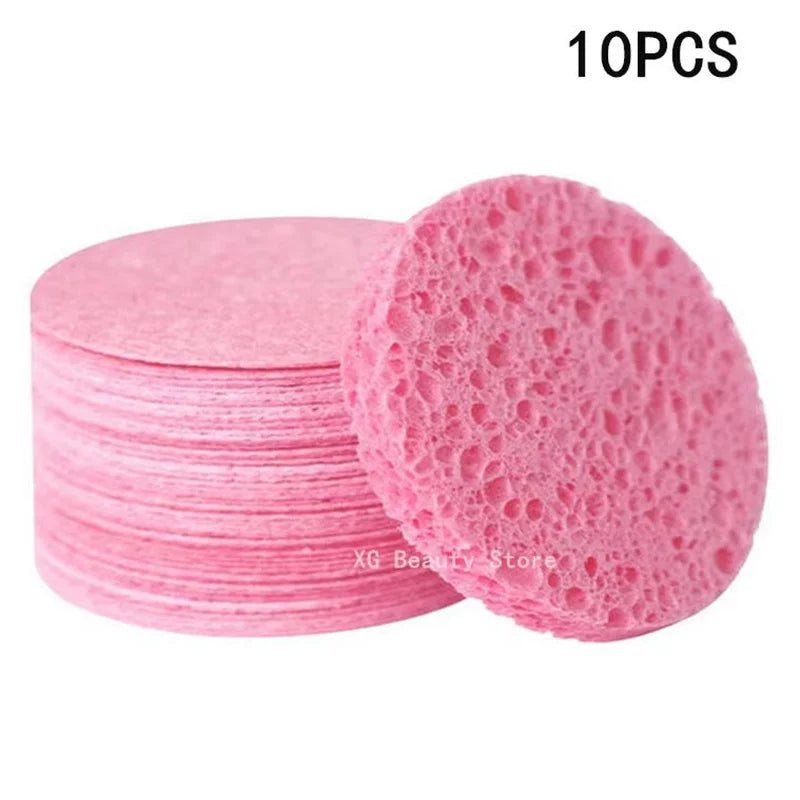 NEW Arrivals Reusable Round Facial Sponges Pad Set - 10/20/50/100PCS Natural Compressed Exfoliating Cleansing Pads for Face Cosmetic Puff Accessories