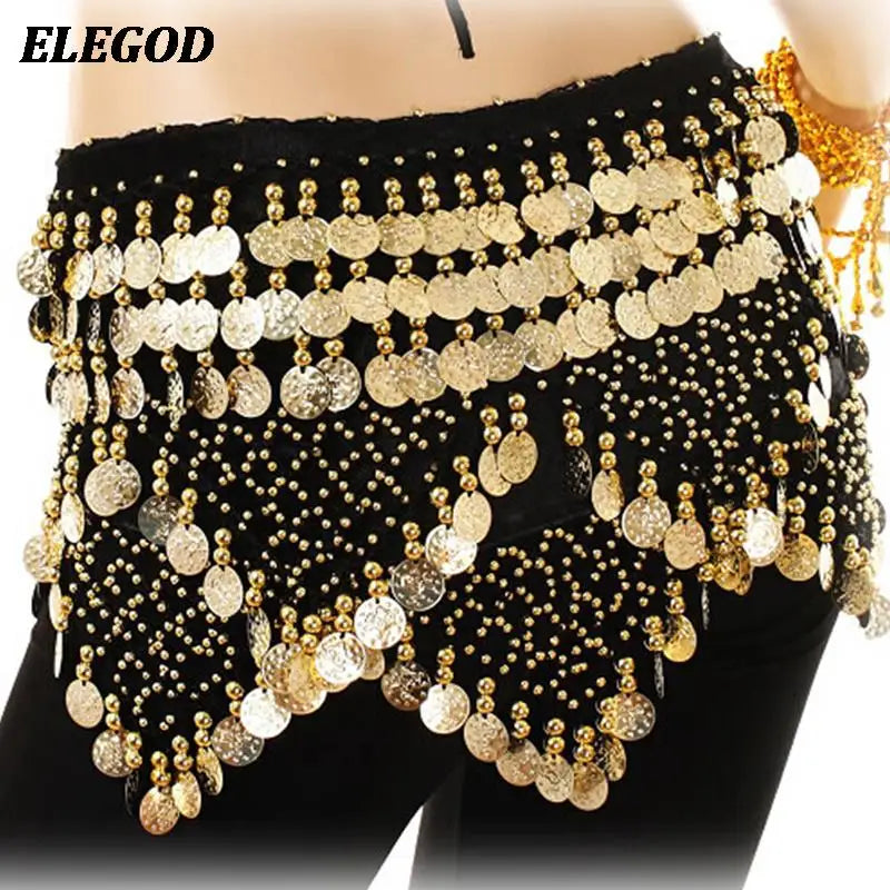 NEW Luxury Women Belly Dance Waist Belt Skirt Adult Sexy Indian Dance Hip Wrap Waist Chain Oriental Lady Belly Dance Hip Scarf Velvet Skirt