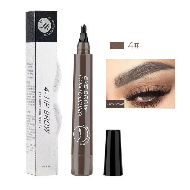 5 Colors Waterproof 4 Fork Tip Eyebrow Tattoo Pencil Long Lasting Brown Liquid Eyebrow Pen Eye Cosmetics Women Beauty Makeup