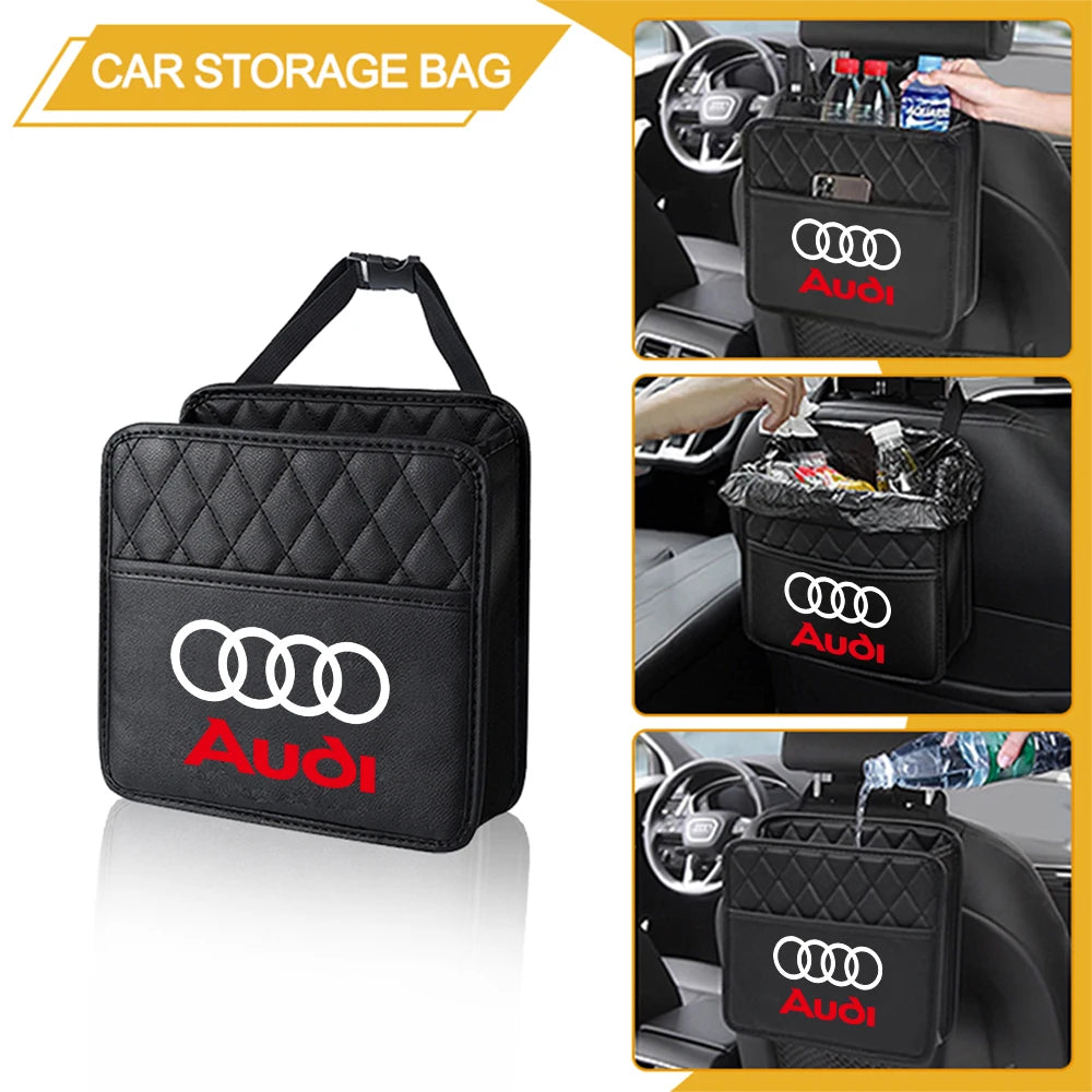 AUDI Logo Car Storage Hanging Bag Auto Capacity Pouch Storage Bag for Audi A3 8P 8L 8V A4 B8 B6 B7 B9 A6 C6 C7 S5 A7 A5 Q5 Q3 TT A1