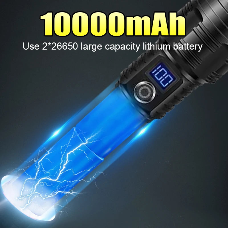 High Power LED Flashlights Type-C Rechargeable LED Torch  5000M Ultra Powerful Flashlight Outdoor Tactical Lantern