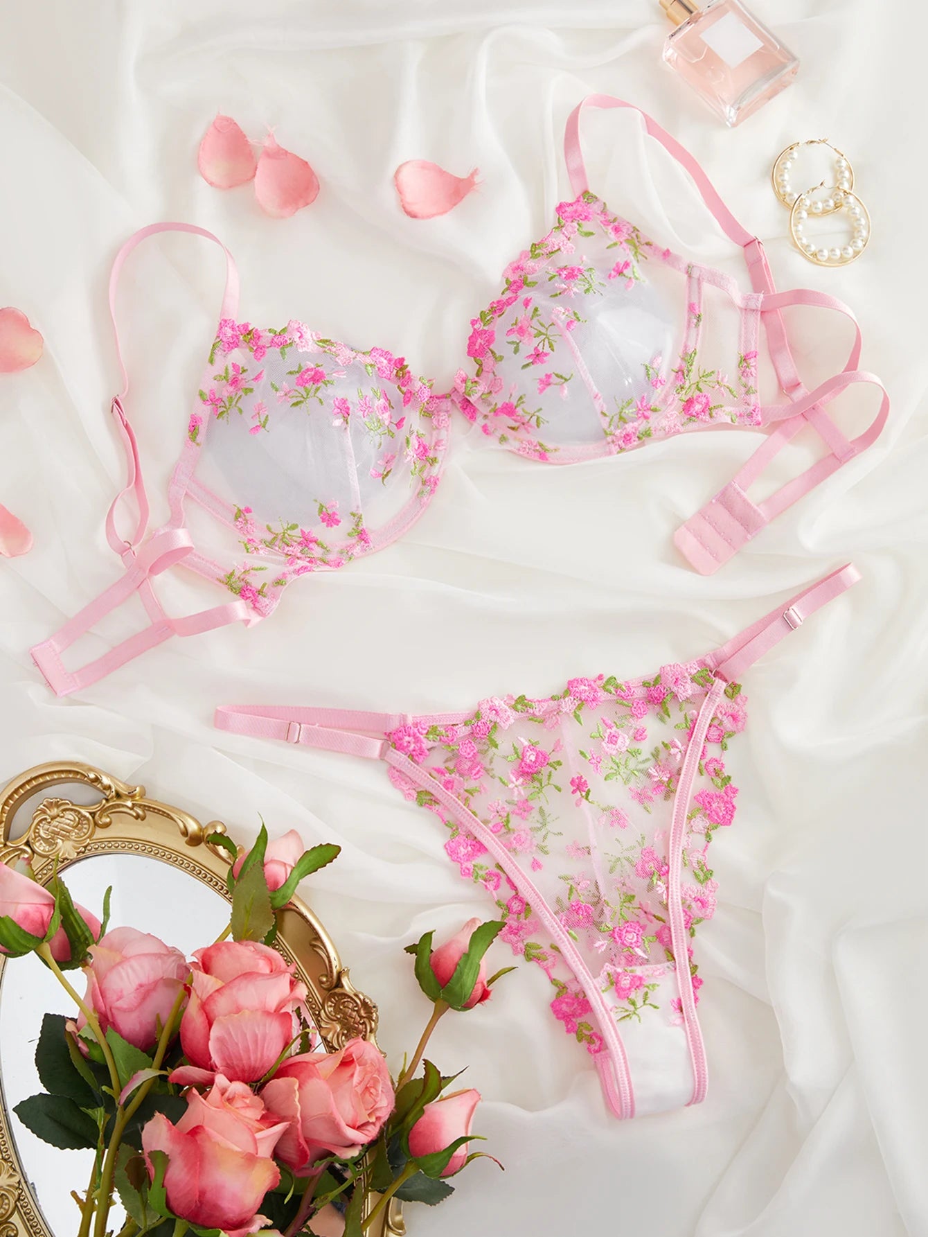 Fairy Lingerie Beautiful 2 Pcs Underwear Transparent Lace Exotic Sets See Through Delicate Sexy Fancy Intimate