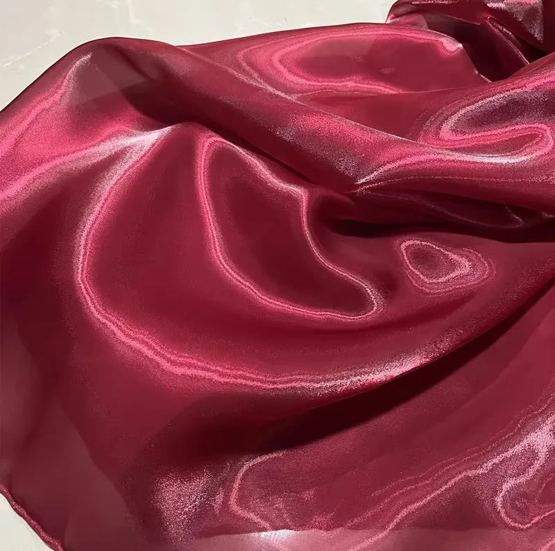 NEW 5M 10 Colors Luxury White Smooth Satin Water Gloss Liquid Organza Fabric sewn Evening Dress Shirt Micro Transparent Fabric