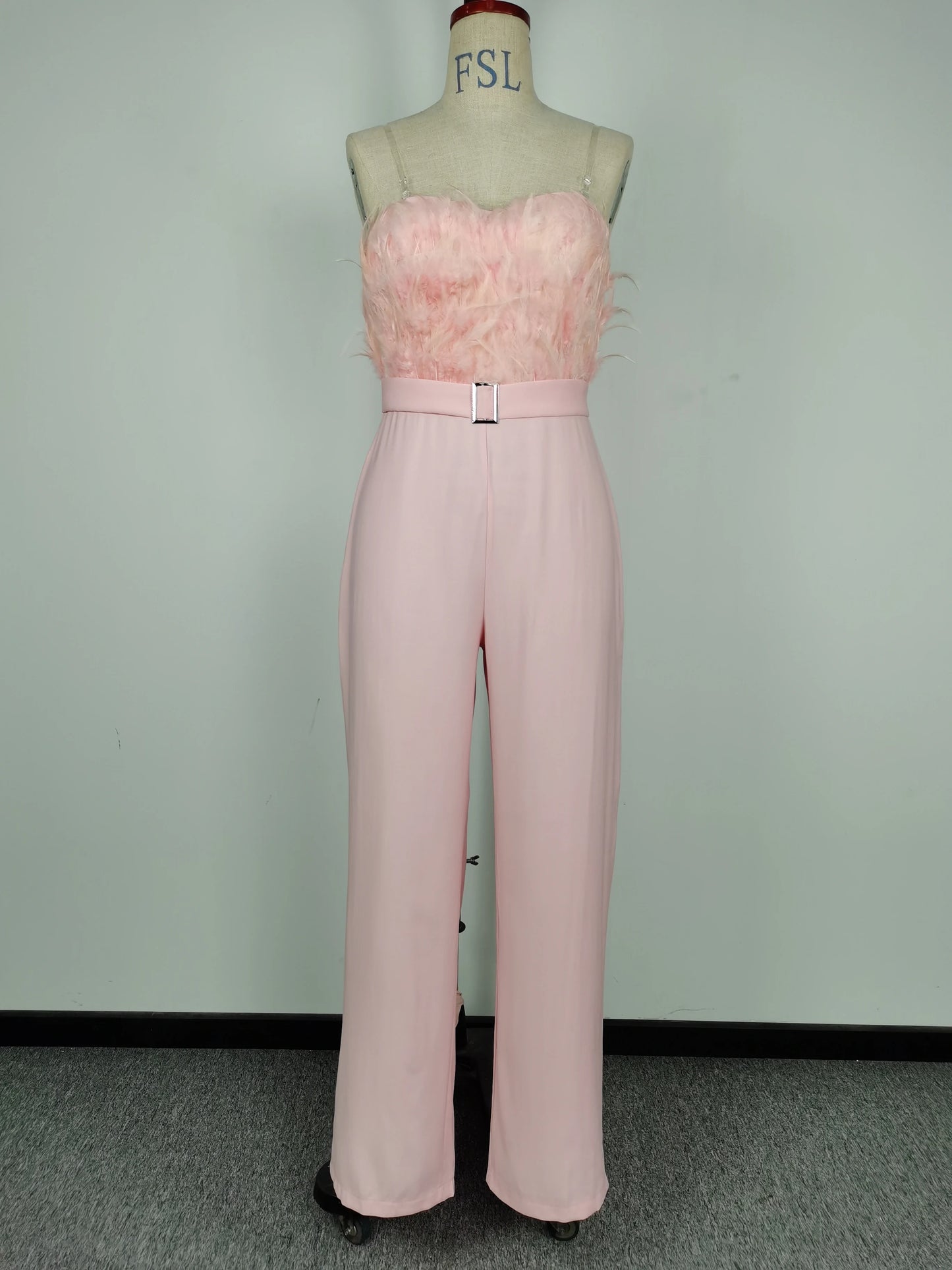 NEW Arrivals Luxury Women Female Elegant Long Jumpsuit Strapless Slash Neck Feather Tube Top Sexy Summer Evening Business Dinner Autumn Night Clubwear Party Girls Ladies Luxury Fashion Clothing Supplies