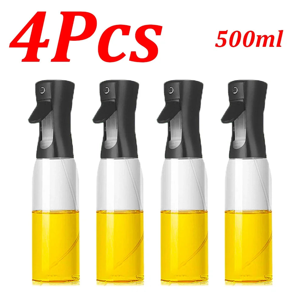 NEW Arrivals 4PCS Set Spray Oil Sprayer Dispenser Edible Olive Oil Spray 300/500ML Oil Sprayer Cooking Baking Vinegar Soy Sauce Spray Container Kitchen Accessories