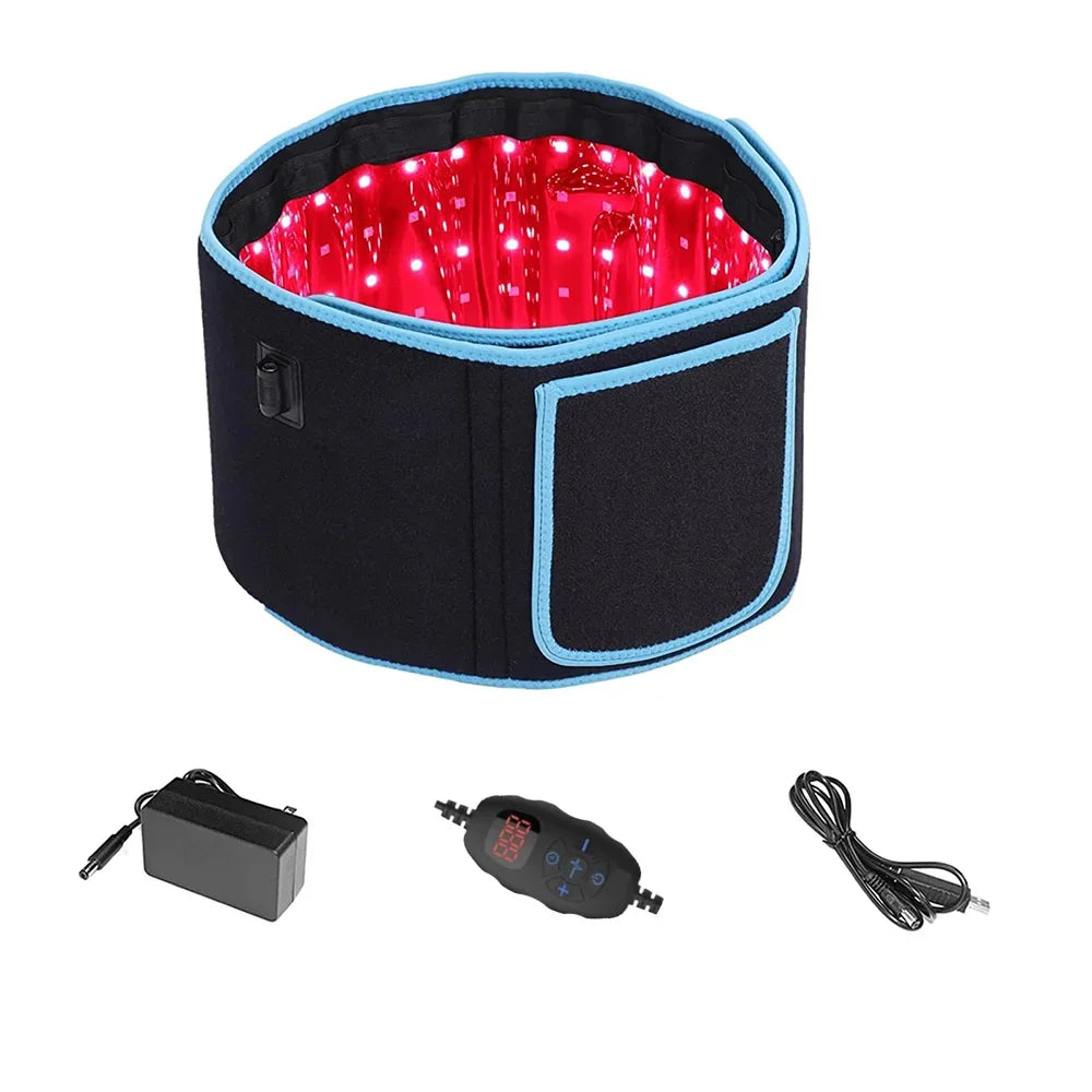 Red ＆Infrared LED Light Therapy Belt 850nm 660nm Back Pain Relief Wrap Burn Fat Wrap Slimming Machine Waist Heat Pad Full Body Massager