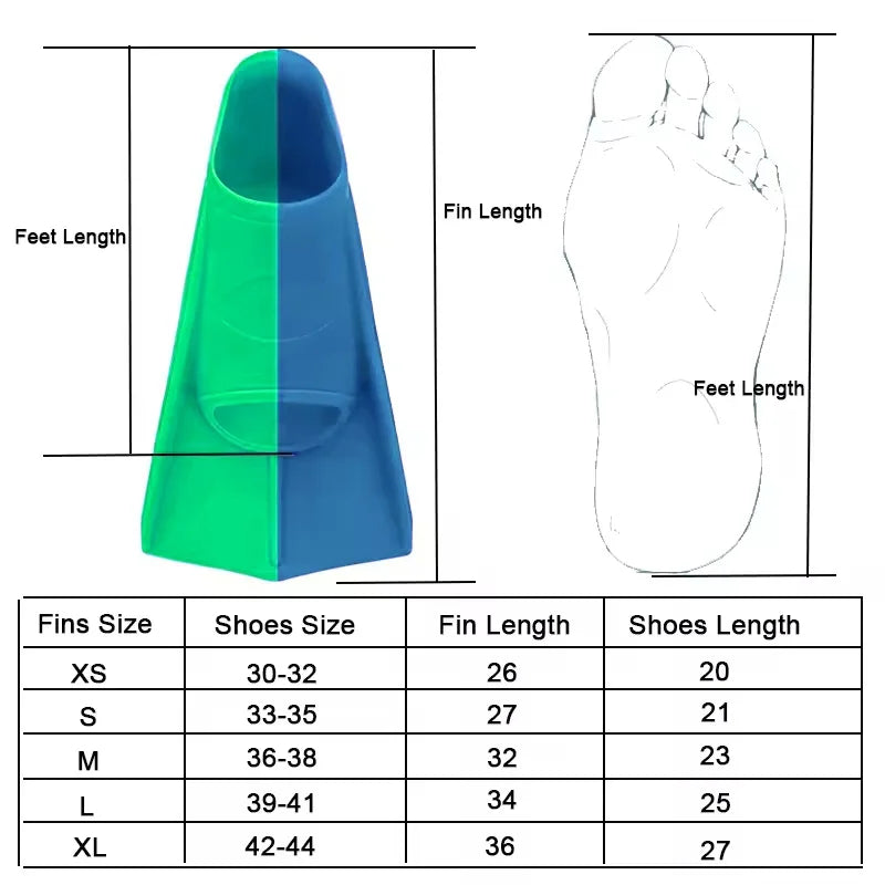 XS-XL Size Adults Kids Colorful Swimming Training Fins for Summer Beach Swimming  Elastic and Soft Silicone Diving Frog Shoes