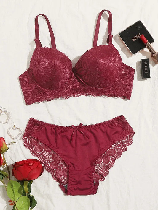 NEW Arrivals Hot Selling Transparent Floral Two Pieces Clothing Underwire Push Up Lingerie For Woman A2123 Sexy Lingerie