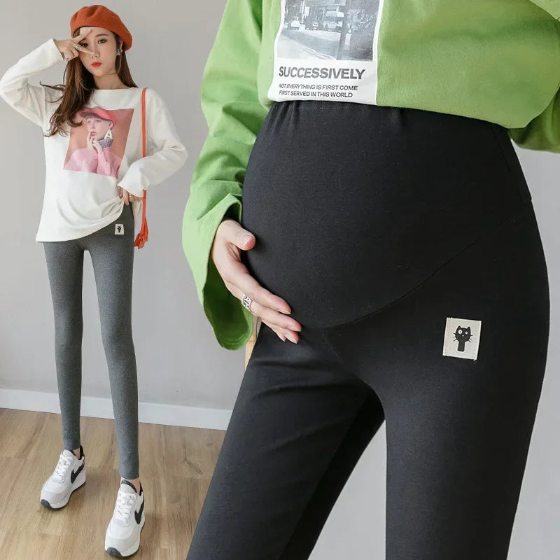 M-3XL Plus Size Pregnant Women Adjustable Bottoming Pants Maternity High Waist Tights Pants Women Comfortable Breathable Elastic Outdoor Hiking Fitness Leggings