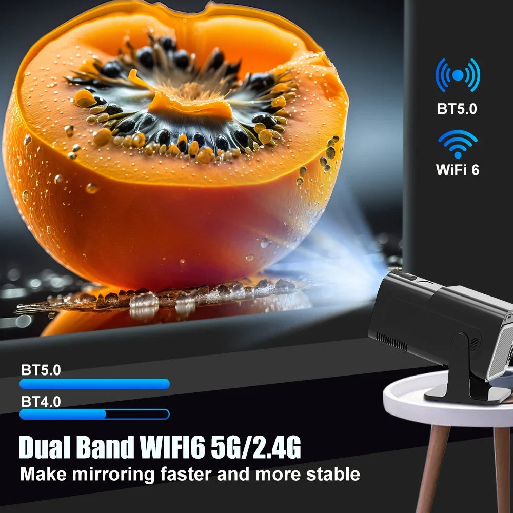 4K HY320 Full HD 1080P WiFi6 Portable Outdoor Projector Allwinner H713 390ANSI BT5.0 1920x1080P PK Original HY300