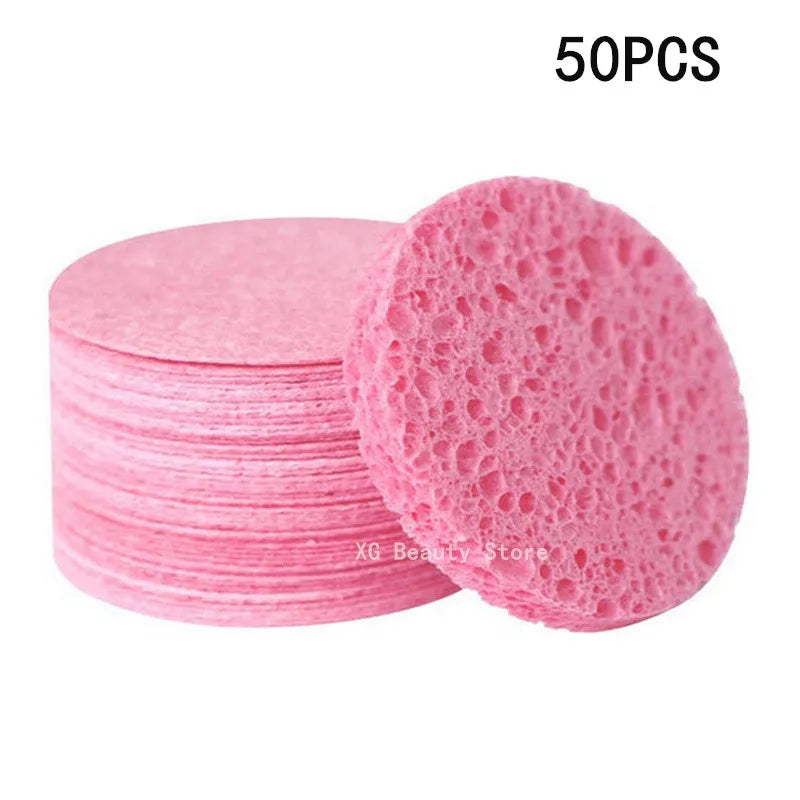 NEW Arrivals Reusable Round Facial Sponges Pad Set - 10/20/50/100PCS Natural Compressed Exfoliating Cleansing Pads for Face Cosmetic Puff Accessories