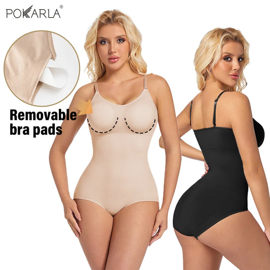 NEW Arrivals 2PCS Set S-2XL Slimming Shapewear Removable Bra Pads Bodysuit Body Shaper Women Seamless Tummy Control Slimming Sheath Flat Belly for Underwear