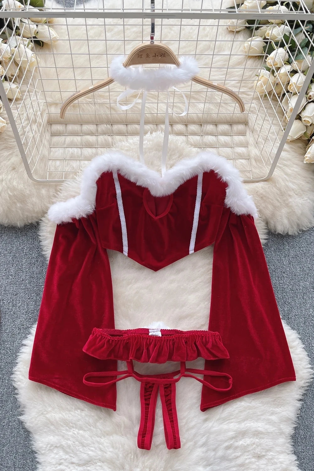 Women Preppy Style Sexy Uniform Sets 2024 V Neck Sheer Top+Lace Up Mini Skirt+Thongs Hollow Out Cosplay Porn Suits