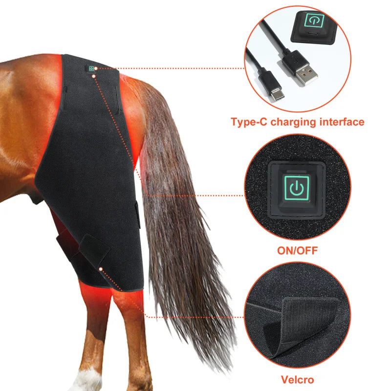 Horse Equestrian Equine Pain Relief Infrared Red Light Therapy Pad Wrap With Rechargeable Battery Cow Farm Animals Health Care Supplies