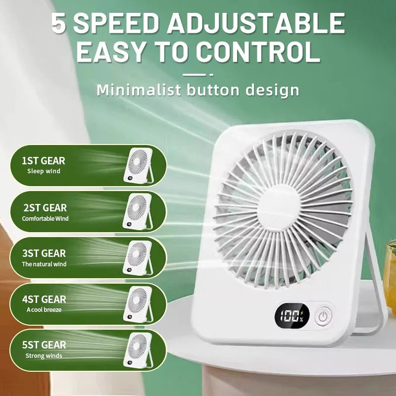 NEW Arrivals  Portable Folding USB Charging Digital Power Bank Summer Cooling Fan Handheld Desk Multi Function Fan Home Office Air Fans