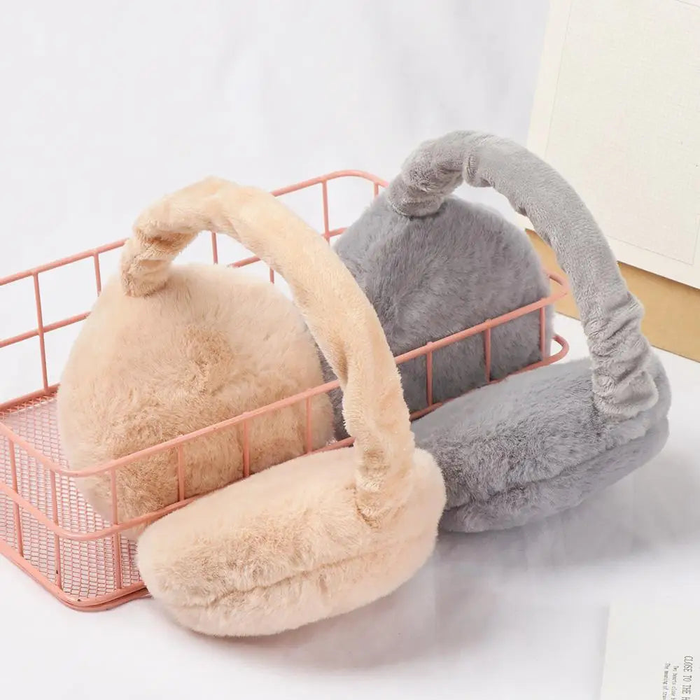 Fashion Autumn Winter Earmuffs Women Men Ear Warmer Plush Solid Color Adjustable Foldable Ear Muffs Earflap Earmuffs