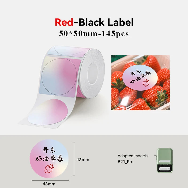 NEW Arrivals  Red & Black Dual Color Thermal Label Paper for B21 Pro Printer 300dpi Photo Paper With Adhesive Backing