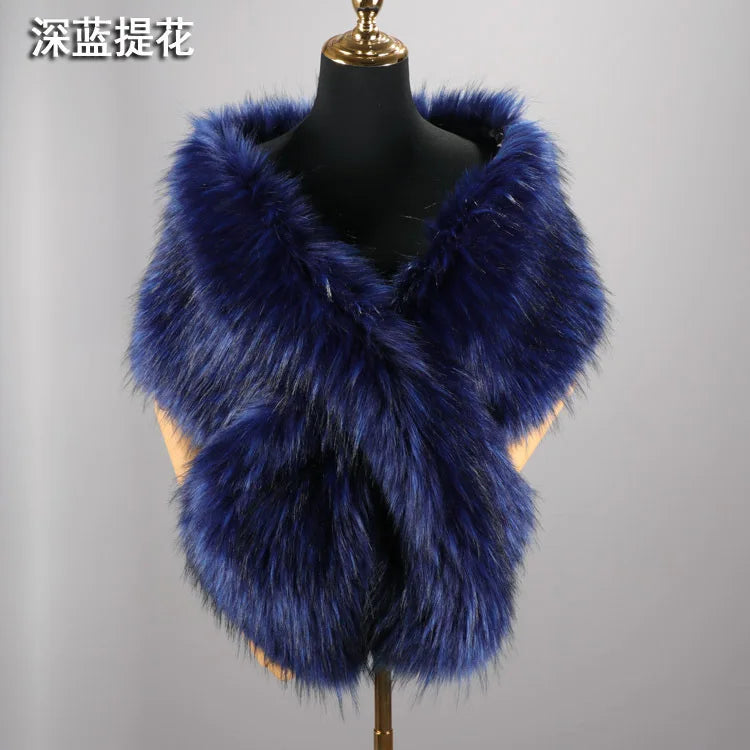 NEW Arrivals 32 Colors 160*22cm Women Luxury Warm Faux Fox Fur Shawl Winter Ladies Plush Scarf Wraps Cloak Coat Wedding Long Cape Scarves Girls Ladies Luxury Fashion Clothing Products