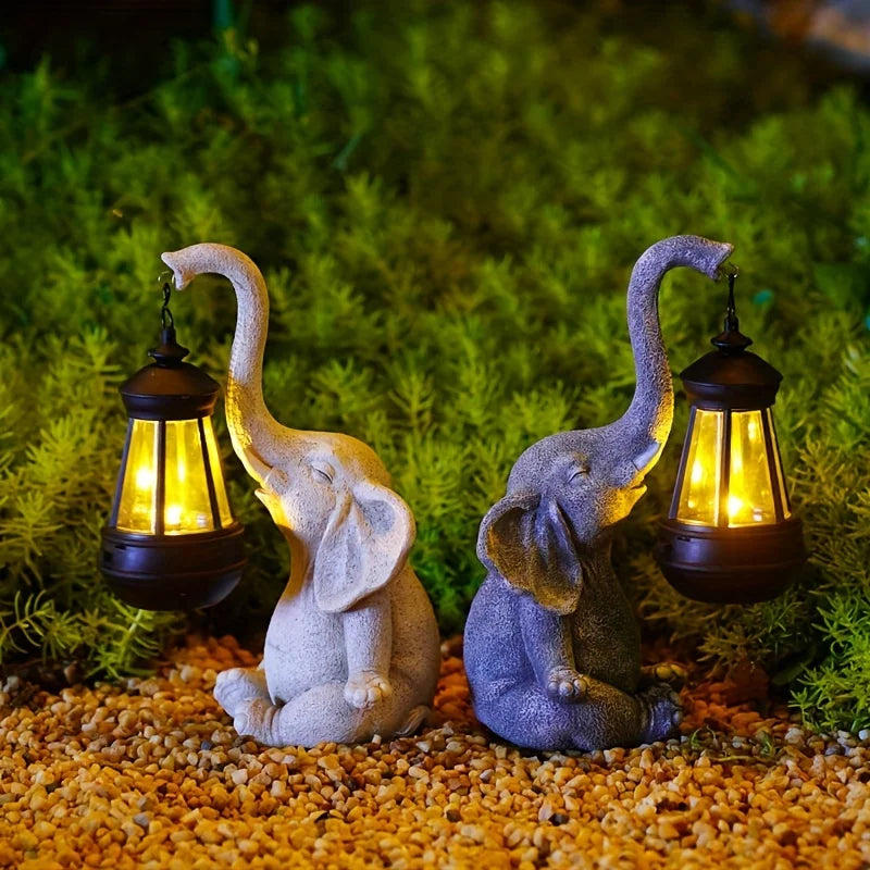Elephant/Giraffe Statue with Solar Lantern Figures, for Garden/Yard Decoration, Gifts for Women Men Mum Birthday Gift
